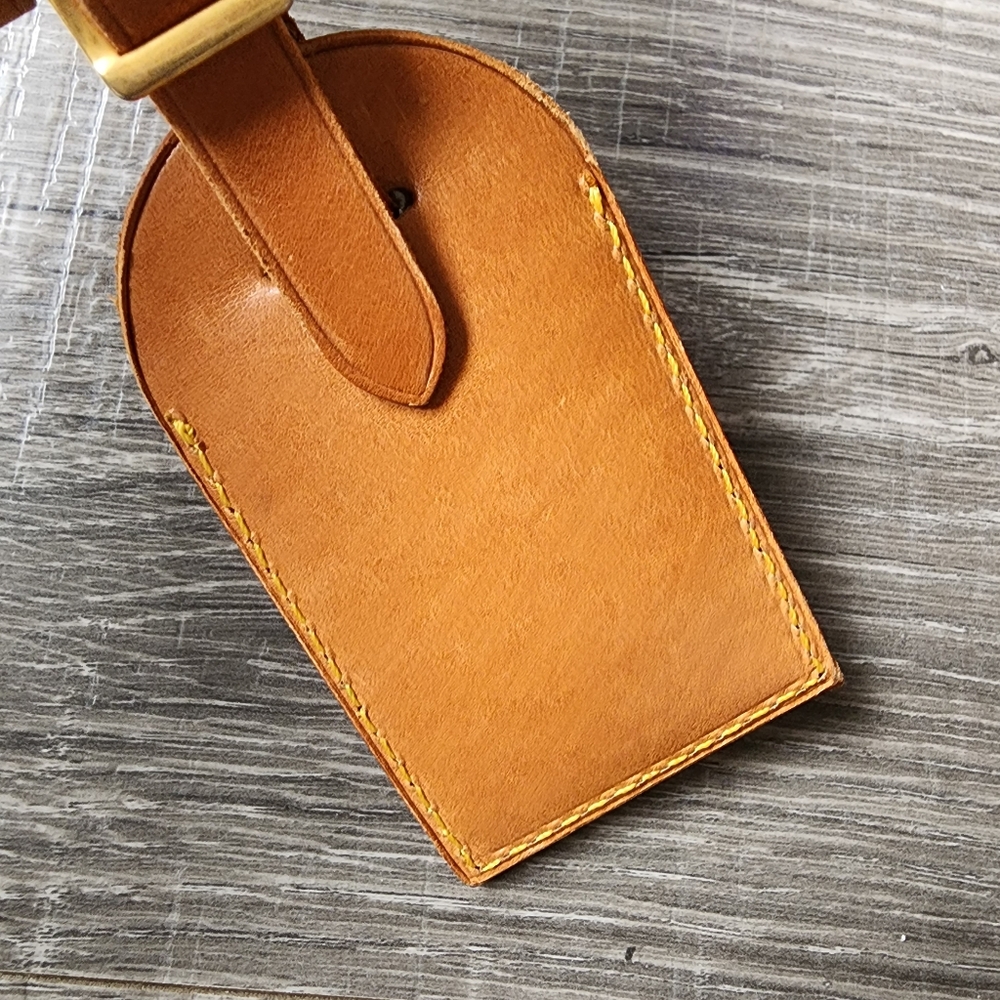 Authentic Louis Vuitton Tan Leather Travel Luggage Tag & Poignet - Picture 10 of 16